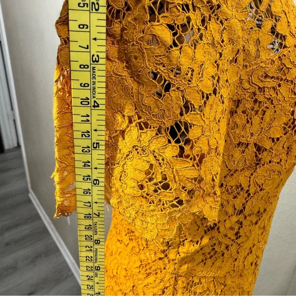 Michael Kors Mustard Lace Midi Dress‎